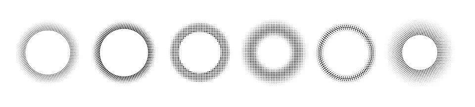 Halftone dot frame vector design. Circle half tone border Stock Illustration