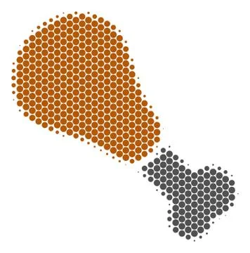Halftone Dot Fried Chicken Leg Icon Stock Illustration