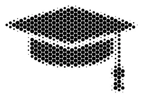 Halftone Dot Graduation Cap Icon Stock Illustration