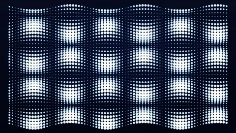Halftone dot grid wave motion background with glowing blue and white particle Stock Footage 347901235