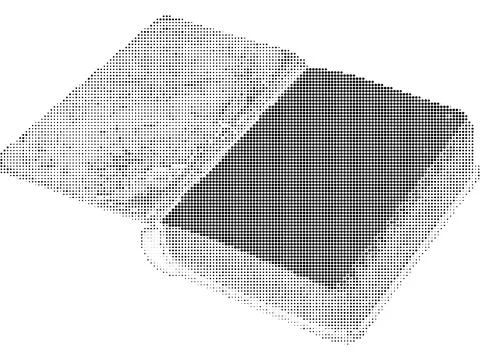 Halftone dot illustration of an open book with hard cover. Stock Illustration