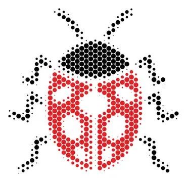 Halftone Dot Ladybird Bug Icon Stock Illustration