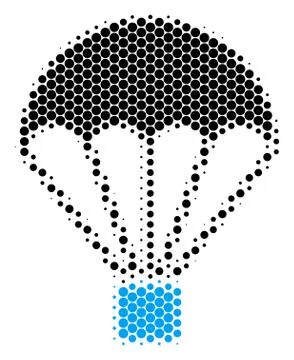Halftone Dot Parachute Icon Stock Illustration