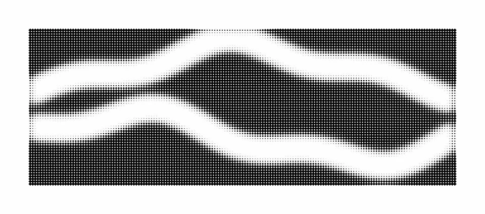 Halftone dot pattern with black and white wavy lines. Retro print texture. .. Stock Illustration