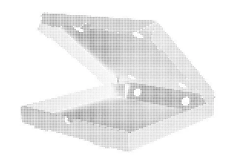 Halftone dot pattern of a geometric bracket or angle iron. 스톡 일러스트