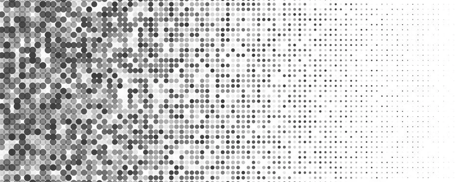 Halftone dot pattern gradient grayscale background circle comic fade. Halftone Illustrazione stock