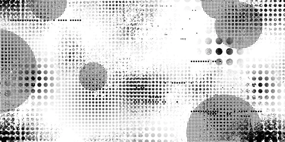 Halftone dot pattern with grunge texture overlay Stock Illustration