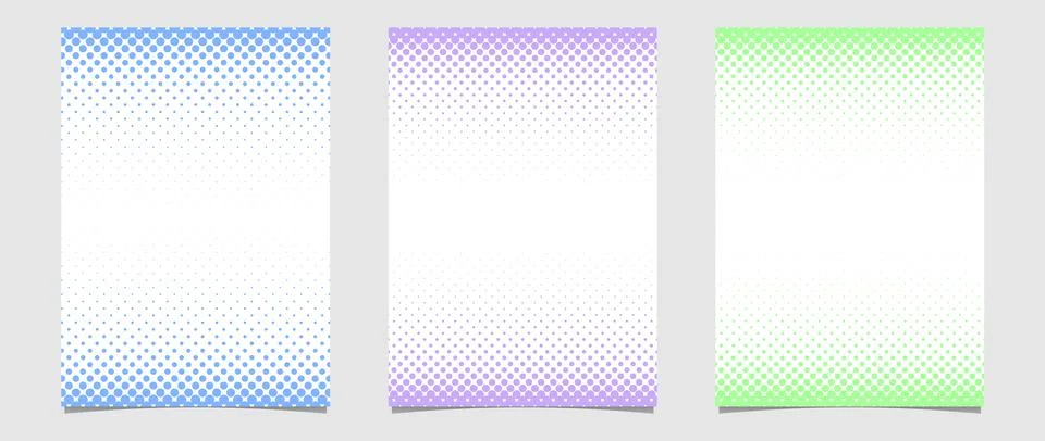 Halftone dot pattern notepad set of 3 in blue, violet and green color for o.. Stock Illustration