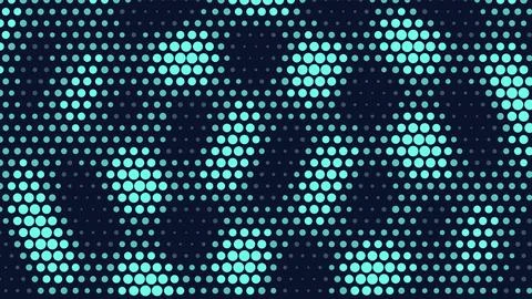 Halftone dot pattern rippling with interfering waves, teal geometric backgr.. Stock Illustration