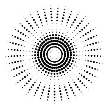Halftone Dot Radial Pattern with Concentric Circular Design Stock Illustration