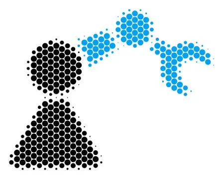 Halftone Dot Robotics Manipulator Icon Stock Illustration