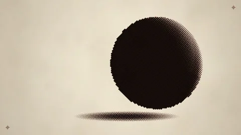 Halftone Dot Sphere Rotating on Cream Newsprint Seamless Loop 库存影片 347279483
