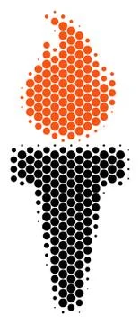 Halftone Dot Torch Fire Icon イラスト素材