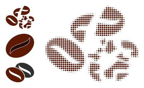 Halftone Dot Vector Coffee Bean Crush Icon Illustrazione stock