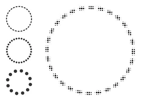 Halftone Dot Vector Dashed Circle Area Icon Stock Illustration