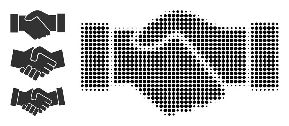 Halftone Dot Vector Deal Handshake Icon Stock Illustration