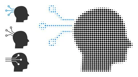 Halftone Dot Vector Direct Brain Connection Icon Stock-Illustration