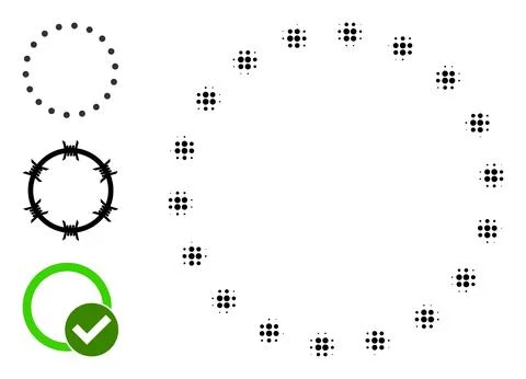 Halftone Dot Vector Dotted Circle Frame Icon Illustrazione stock