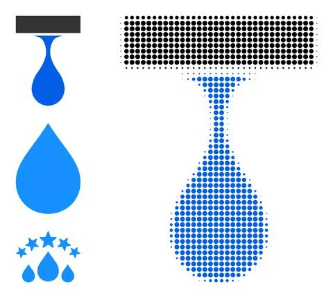Halftone Dot Vector Drip Drop Icon 스톡 일러스트