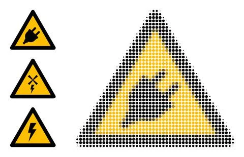 Halftone Dot Vector Electric Plug Warning Icon Illustrazione stock