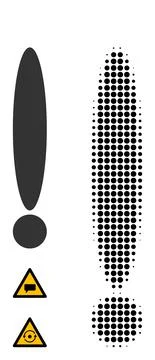 Halftone Dot Vector Exclamation Sign Icon Stock Illustration