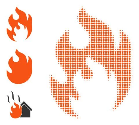 Halftone Dot Vector Fire Flame Icon Stockillustratie