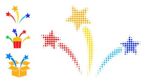 Halftone Dot Vector Fireworks Icon Illustrazione stock