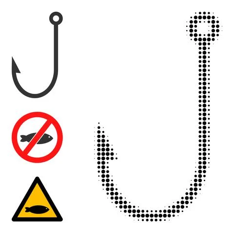 Halftone Dot Vector Fish Hook Icon Stock Illustration