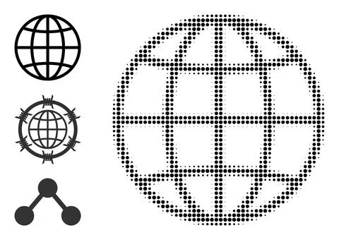Halftone Dot Vector Globe Icon Stock Illustration