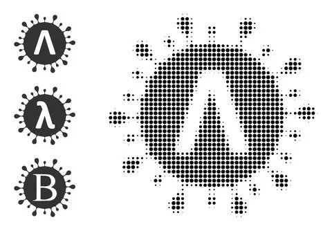 Halftone Dot Vector Lambda Coronavirus Strain Icon 库存插图