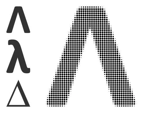 Halftone Dot Vector Lambda Greek Letter Icon 스톡 일러스트