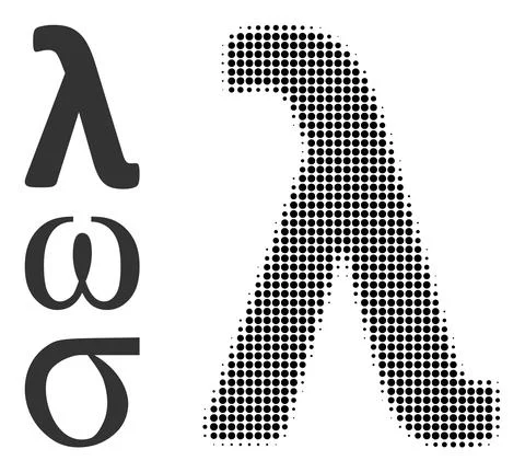Halftone Dot Vector Lambda Greek Lowercase Letter Icon 库存插图