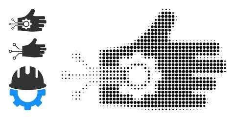 Halftone Dot Vector Mechanical Arm Icon 库存插图