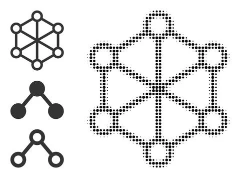 Halftone Dot Vector Net Nodes Icon Illustrazione stock