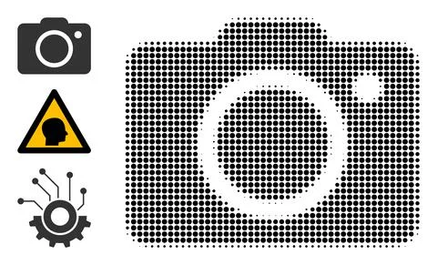 Halftone Dot Vector Photo Camera Icon Stockillustratie