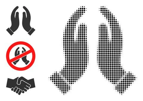 Halftone Dot Vector Praying Hands Icon Stock Illustration