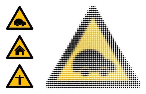 Halftone Dot Vector Private Car Warning Icon Stock Illustration