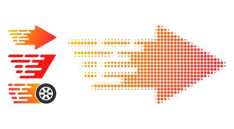 Halftone Dot Vector Rush Arrow Icon Stock Illustration