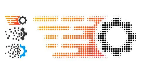 Halftone Dot Vector Rush Gear Icon Stock Illustration