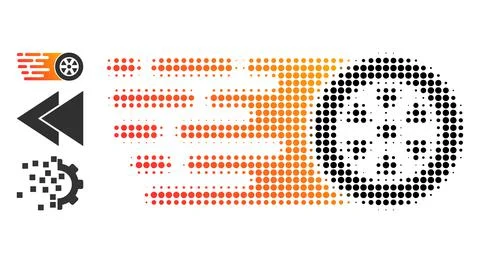 Halftone Dot Vector Rush Wheel Icon Stock Illustration