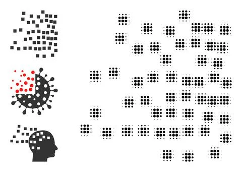 Halftone Dot Vector Scattered Square Particles Icon Illustrazione stock