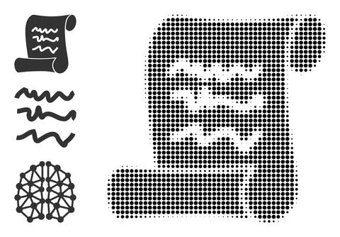 Halftone Dot Vector Scribble Page Roll Icon Stockillustratie