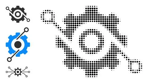 Halftone Dot Vector Smart Gear Icon Stockillustratie