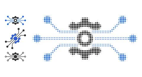 Halftone Dot Vector Solution Cog Icon 스톡 일러스트