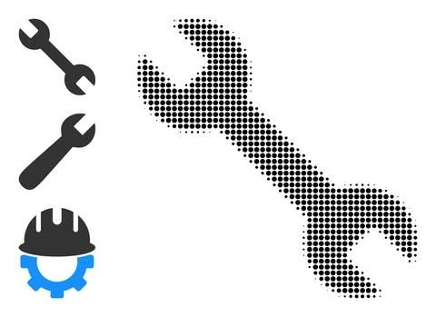 Halftone Dot Vector Spanner Icon Illustrazione stock