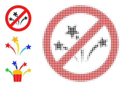 Halftone Dot Vector Stop Fireworks Icon Stock Illustration