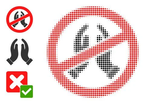 Halftone Dot Vector Stop Praying Hands Icon Stock Illustration