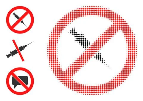 Halftone Dot Vector Stop Vaccine Icon Stock Illustration