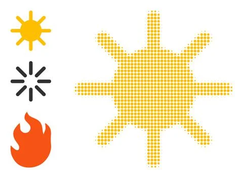 Halftone Dot Vector Sun Rays Icon Ilustración de archivo
