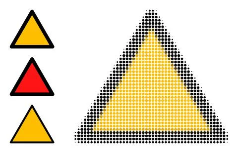Halftone Dot Vector Warning Triangle Template Icon Stock Illustration